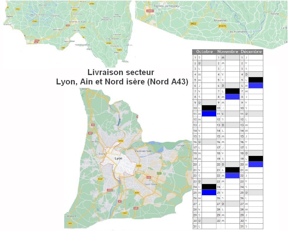 Secteur Lyon Ain et Nord Isère (Nord A43)